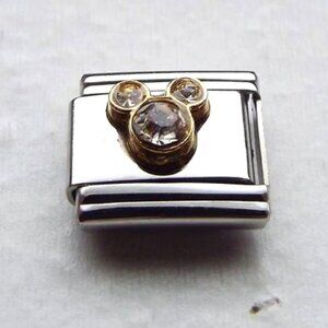 April birthstone mouse ears 9mm stainless steel italian charm bracelet link new